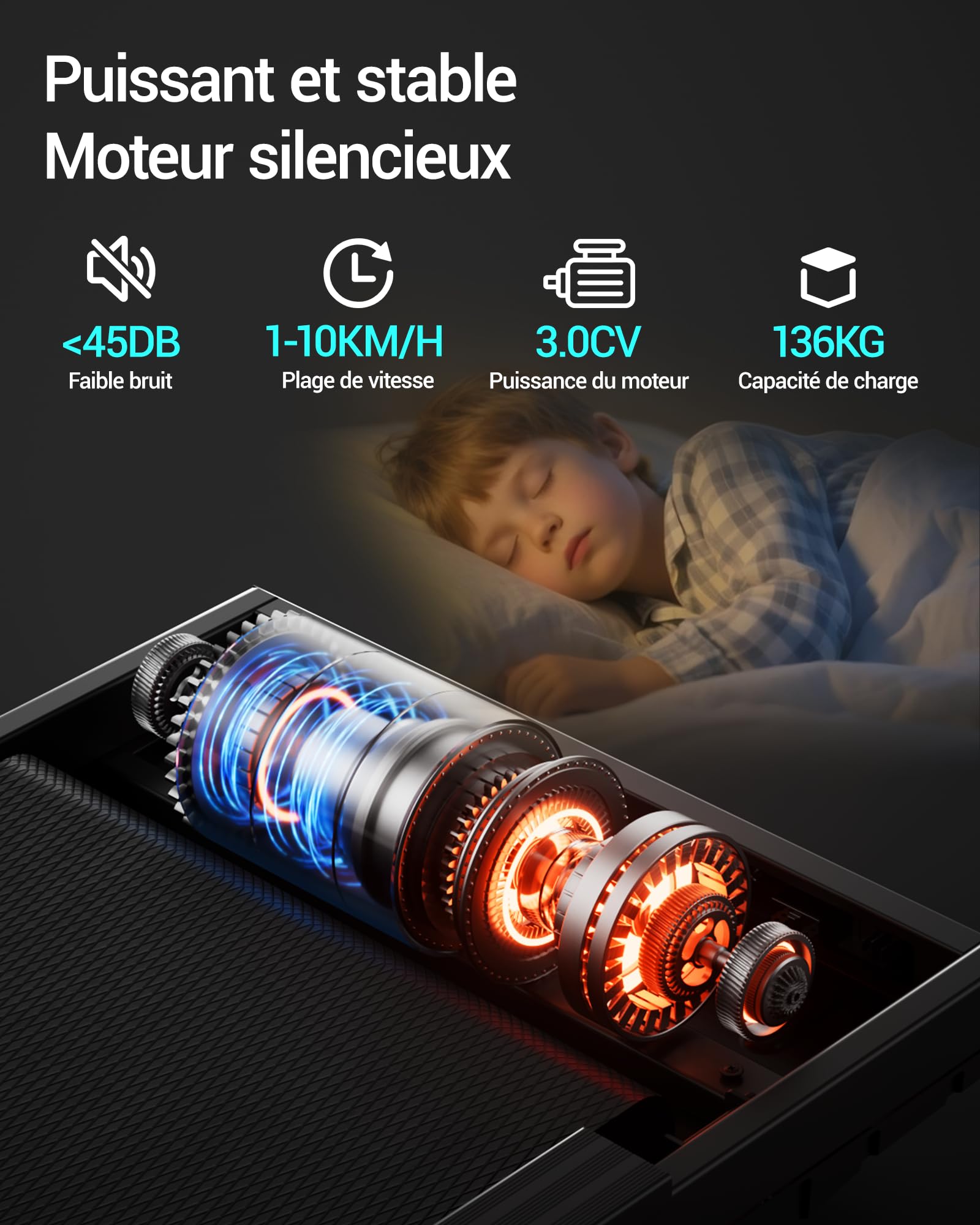 UMAY Tapis de Course Pliable Inclinable 16%, 10KM/H, Affichage LED, Télécommande, 3.0 CV, Max Charge 136KG
