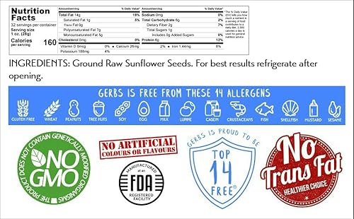 Miniatura 10 de GERBS Calabaza molida, girasol, chia, lino, semillas de cáñamo, 14 alimentos sin alergias, sin organismos modificados genéticamente (OMG), vegano,