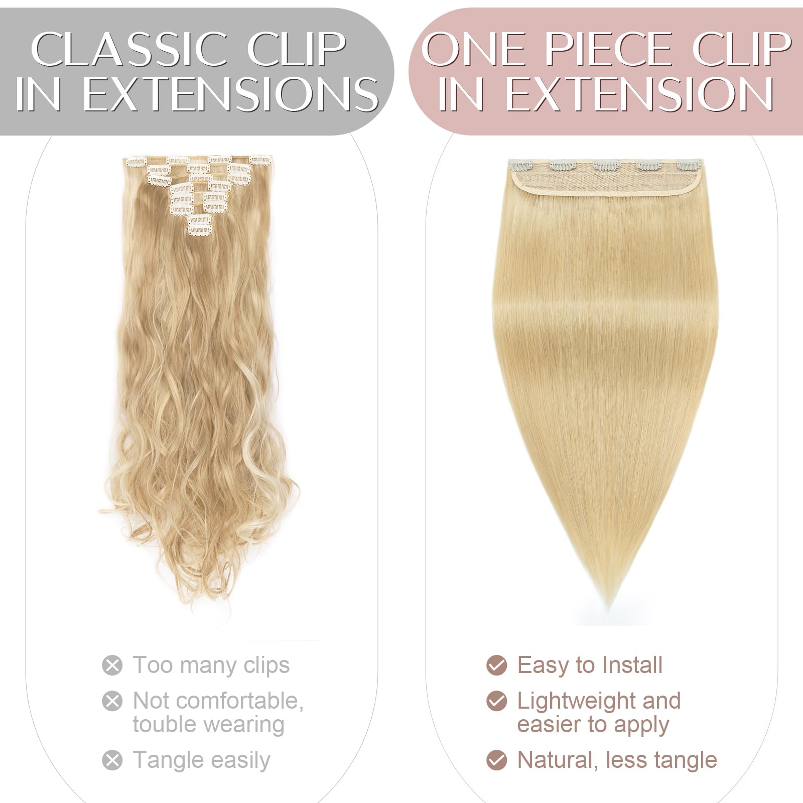 20 inches SEGO One Piece Hair Extensions Clip in Human Hair [#1B Natural Black] Real Remy Hairpieces for Women 3/4 Full Head Straight Invisible (50g) — view 23