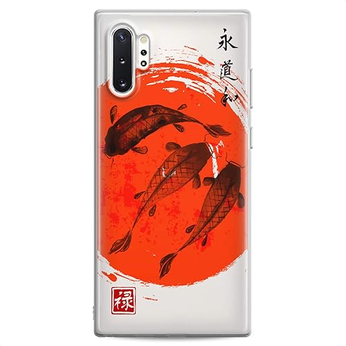 Funda compatible con Samsung S25 S24 S23 FE S22 Plus S21 Ultra S20+ S10e Note 20 S9 Koi Fish Flexible Silicona River Clear Lake Japan Design Red