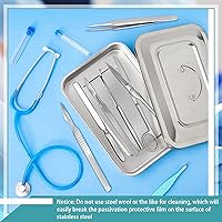 Vista 4 de Fabbay Bandejas quirúrgicas médicas, bandeja de acero inoxidable 201, organizador de instrumentos dentales, caja de metal esterilizado con tapa