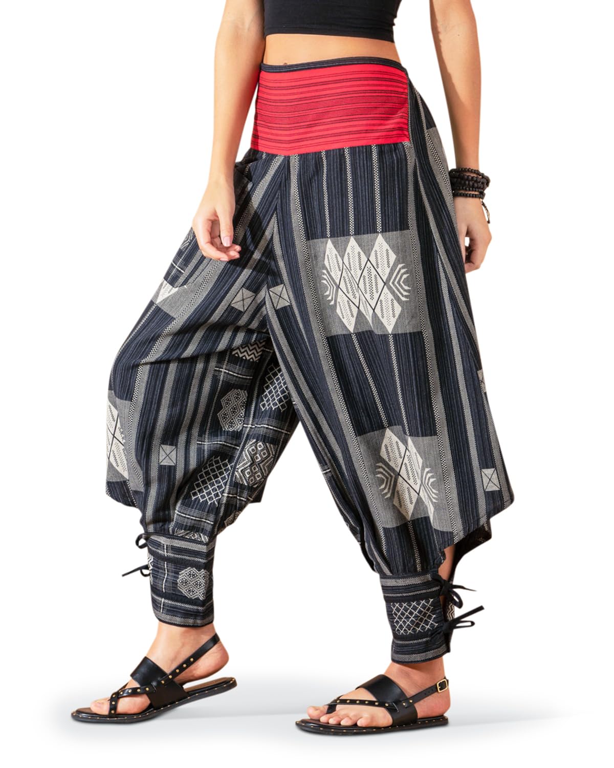 Cotton Hippie Harem Pants for Women's High Waist Low Crotch Loose Baggy Tapestry Yoga Pajama Pants-image-25