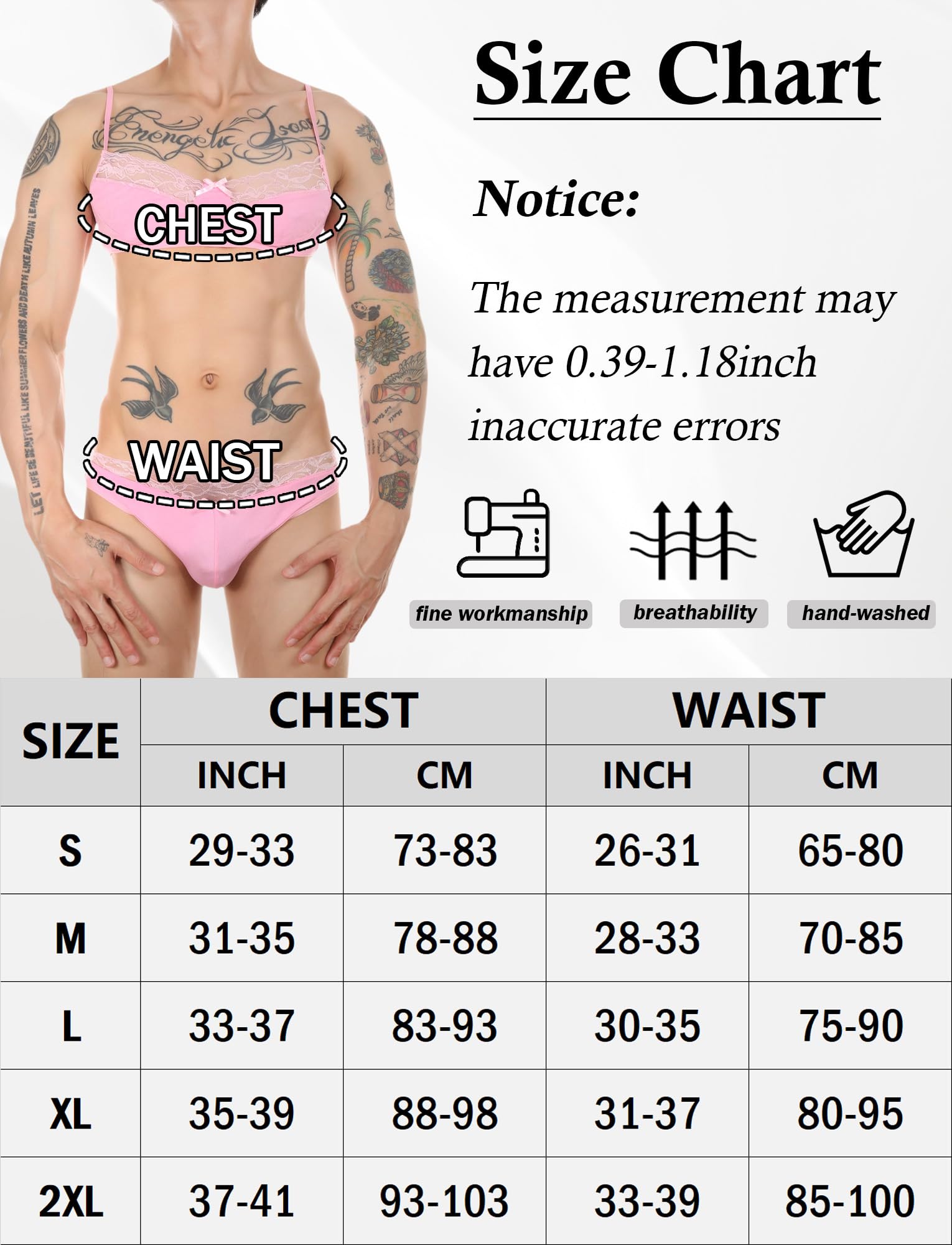 AIEOE Sissy - Conjunto de lencería de encaje sexy con sujetador y bragas ligeras, conjunto de lencería gay cruzado, sujetador y bragas de encaje S-XXL