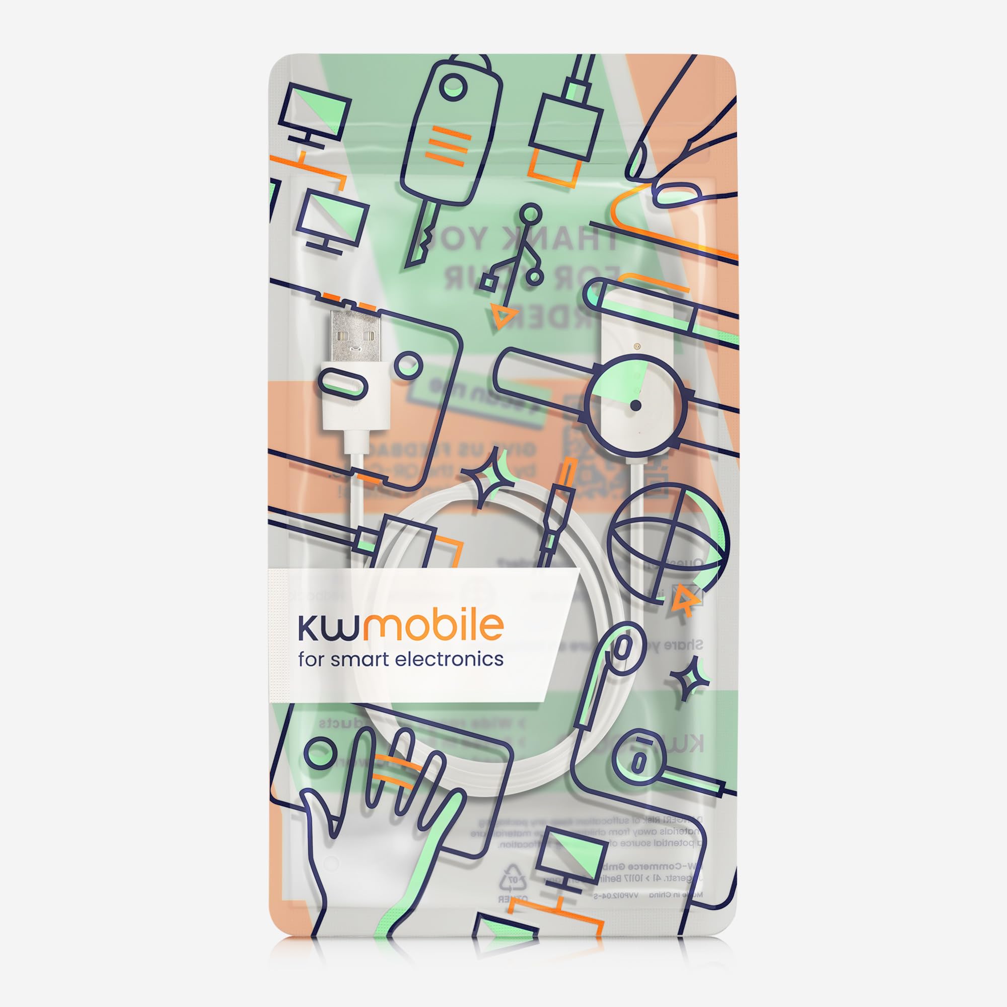 kwmobile Kabel do ładowania USB kompatybilny z OnePlus Watch 2 / Watch 3, kabel do ładowania smartwatcha, matowy biały