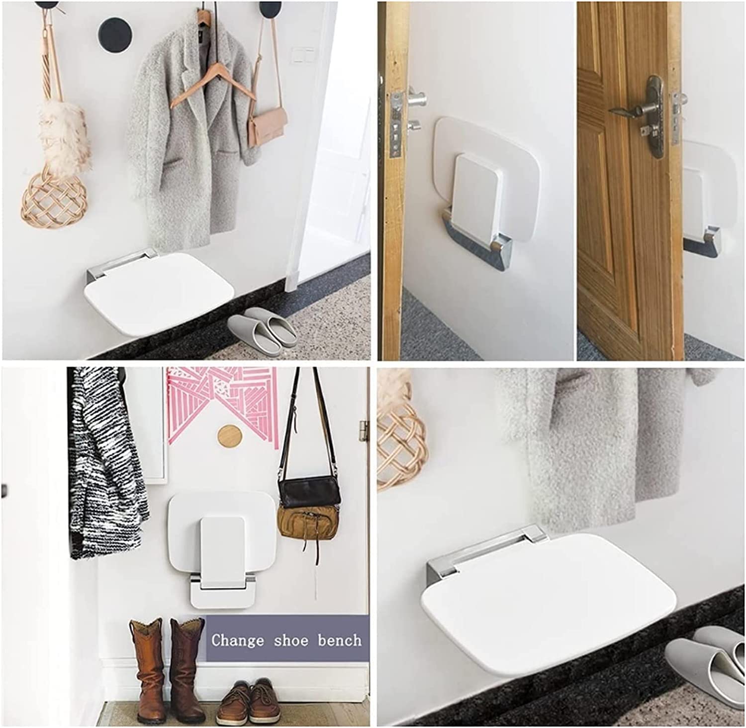Asiento de Ducha abatible montado en la Pared Asiento de ducha plegable montado en la pared, asiento plegable for cabina de ducha Silla de ducha plegable for personas mayores, discapacitadas, embaraza