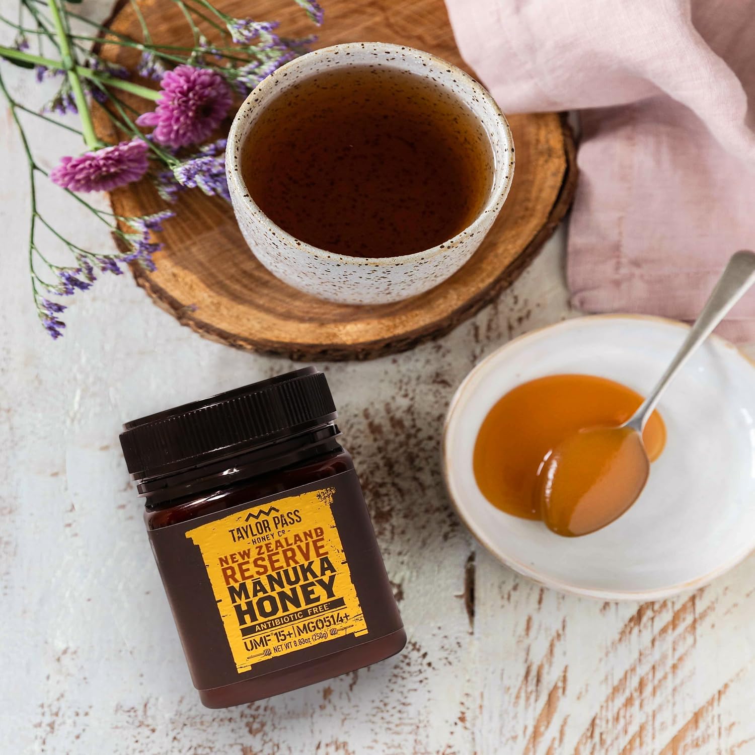 Taylor Pass Honey Co Manuka Honey UMF 15+ MGO 514+ | Monofloral New Zealand Honey | Premium, Sustainable, Non-GMO, Halal, UMF Certified | BPA-Free Jar | 8.83 oz