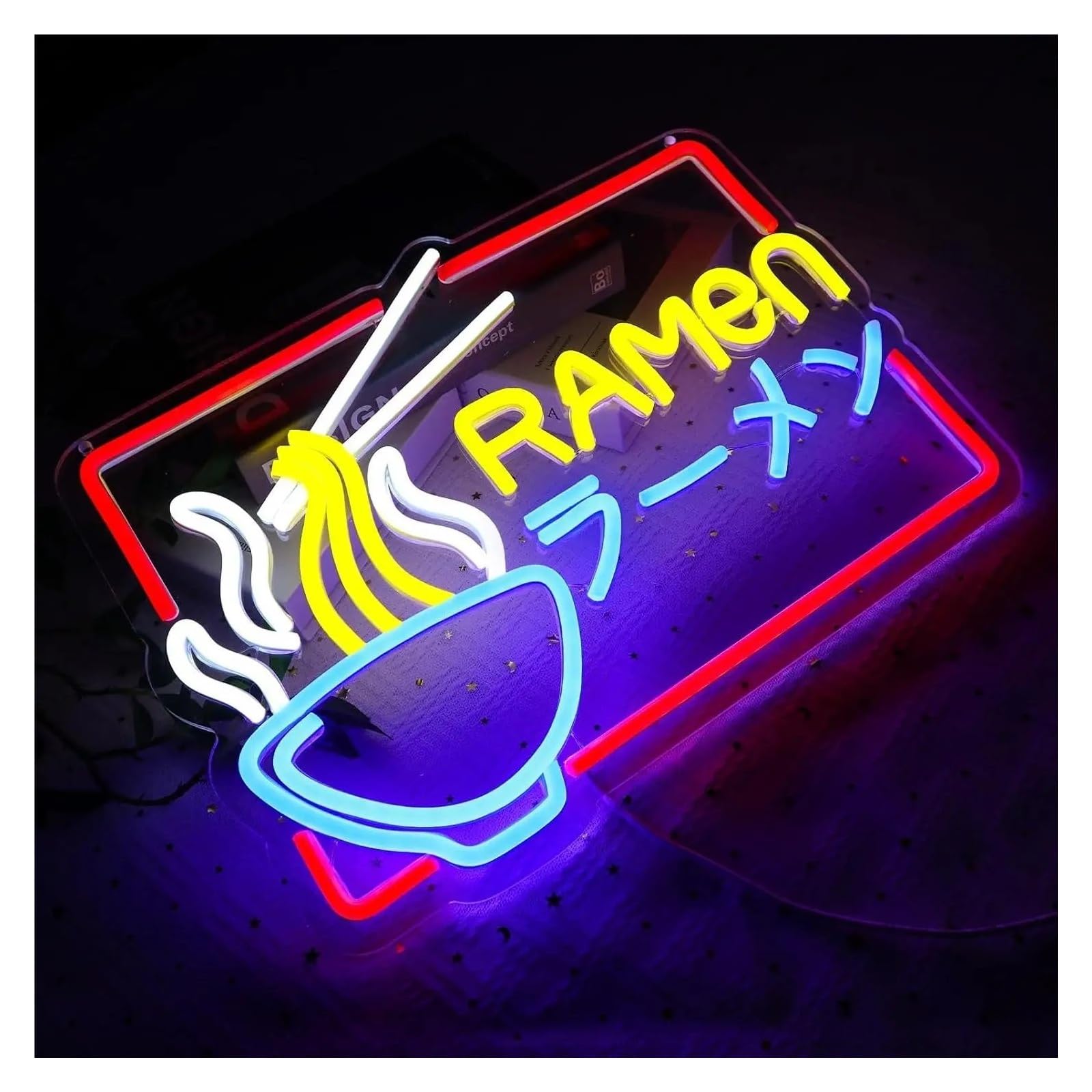 Hängende Kunst Leuchtreklamen Neonschild"Ramen"USB-dimmbare LED-Leuchten Für Japanische Nudeln, Restaurant, Geschäft, Küche, Esszimmer, Party, 14.96x10.87in