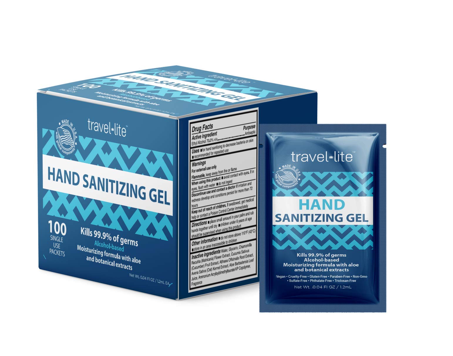 Buy Travel Lite Hand Sanitizing Gel 70 Ethyl Alcohol Box Of 1.2 ml