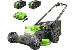 Greenworks 25-Inch Self-Propelled Cordless Lawn Mower with Brushless Motor, 2 4.0Ah Battery, Rapid Charger Included