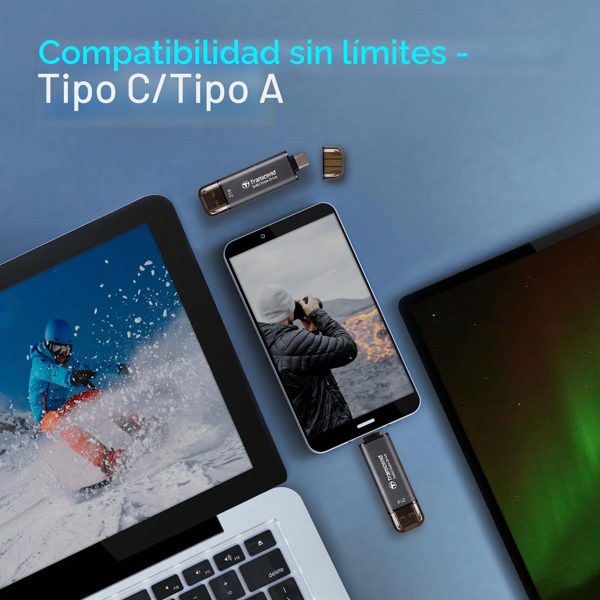 Transcend SSD Externo ESD310C 1TB Tipo-A/Tipo-C Compatible con PS4/PS5 Negro - TS1TESD310C