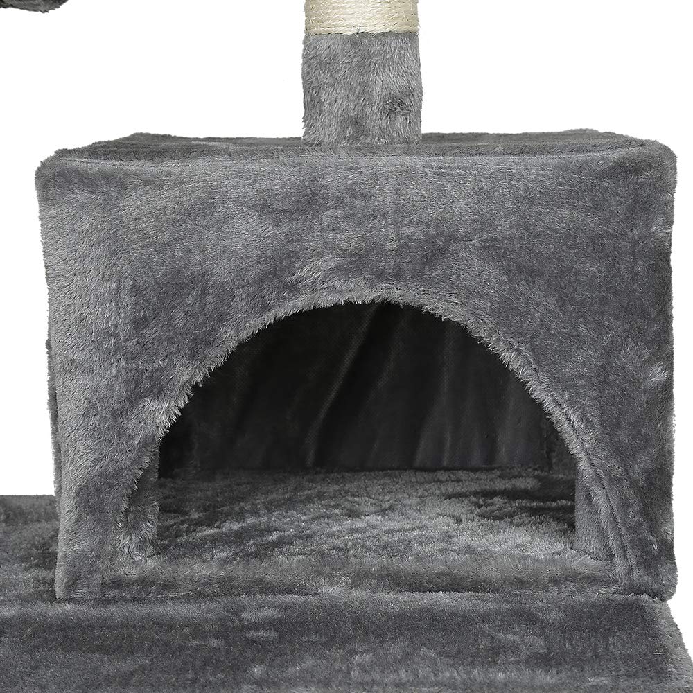 Drapak dla dużych kotów, drapak dla kota, wieża do gier, 2 nisze, stabilna wieża dla dużych i małych kotów, drapak dla kotów (60 x 48 x 145 cm (szary)