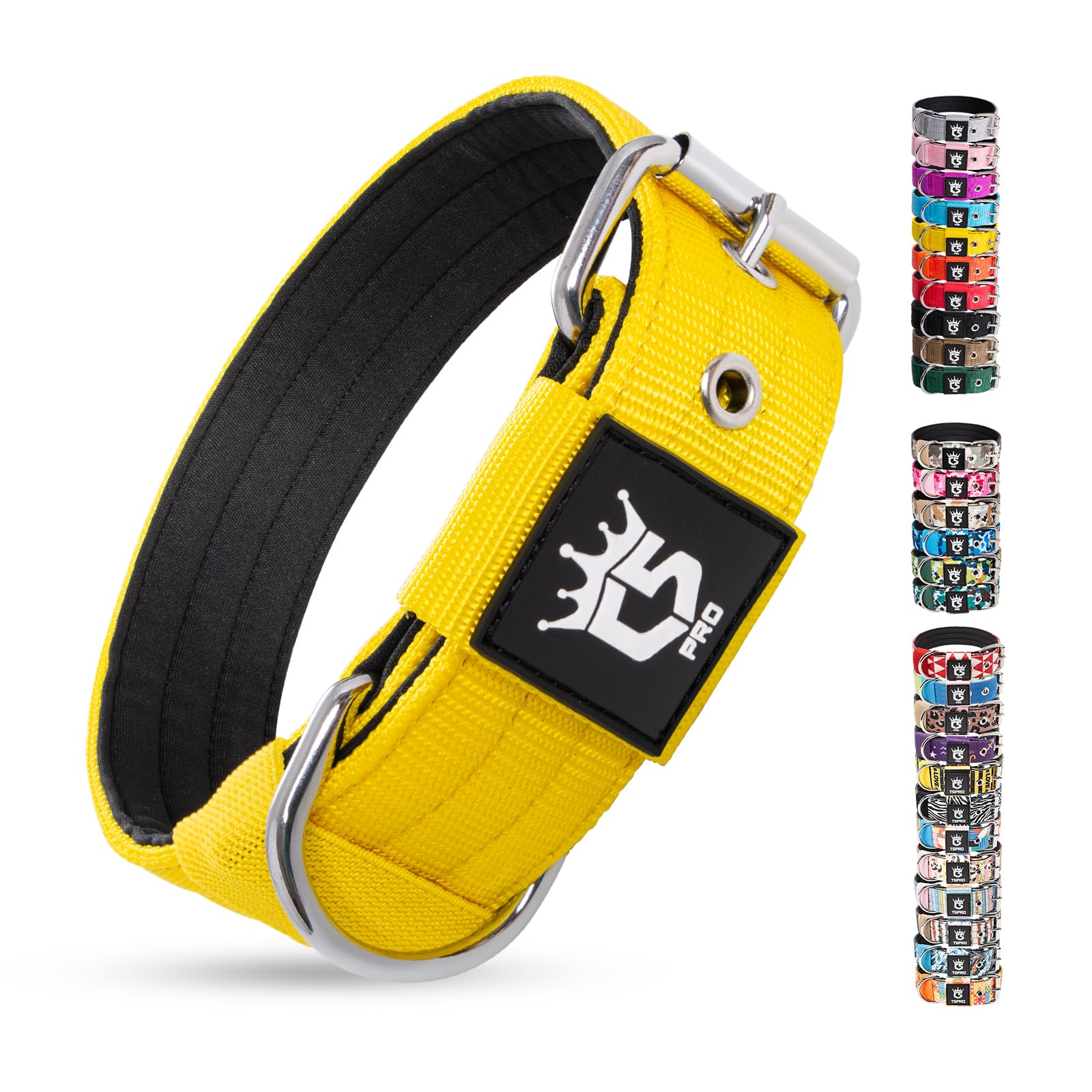 TSPRO Collar Táctico para Perros, Acolchado, Ancho 3,8 cm, Ajustable | Hebilla Metálica Robusta, Anillo D para Correas y Arneses. Paseos y Entrenamiento, perros Medianos y Grandes, 28 Colores Global Recycled Standard Global Recycled Standard Global Recycled Standard