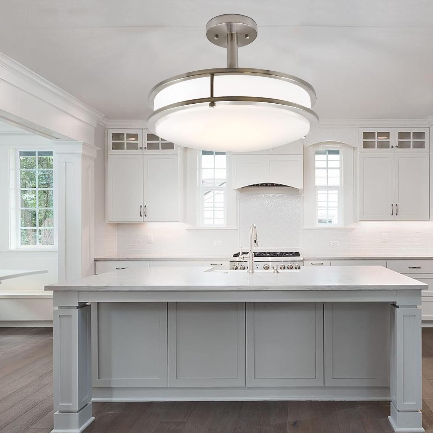 60% Off Discount MingBright 16Inch LED Flush Mount Ceiling Light Fixture, Semi Flush Mount Ceiling Light Dimmable Ceiling Light Fixture for Kitchen Living Room, Bedroom, Hallway,4000K Nature White, Damp Location