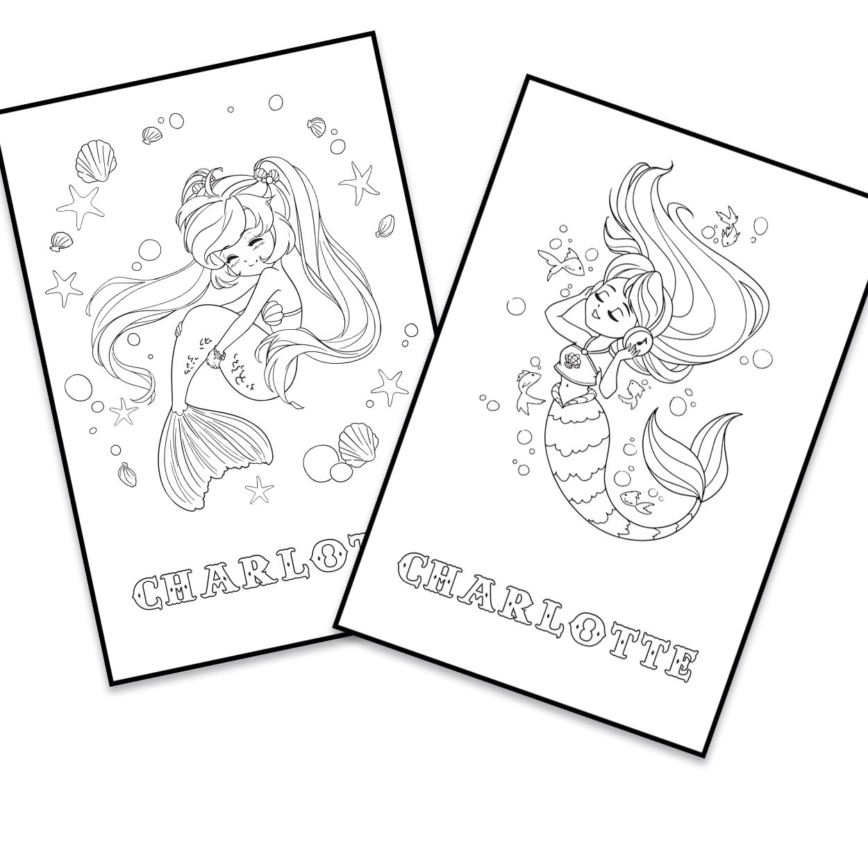 Paper Themes Mermaids Personalised Colouring Posters, Posters To Colouring In For Children, Doodle Colouring (Mermaids)