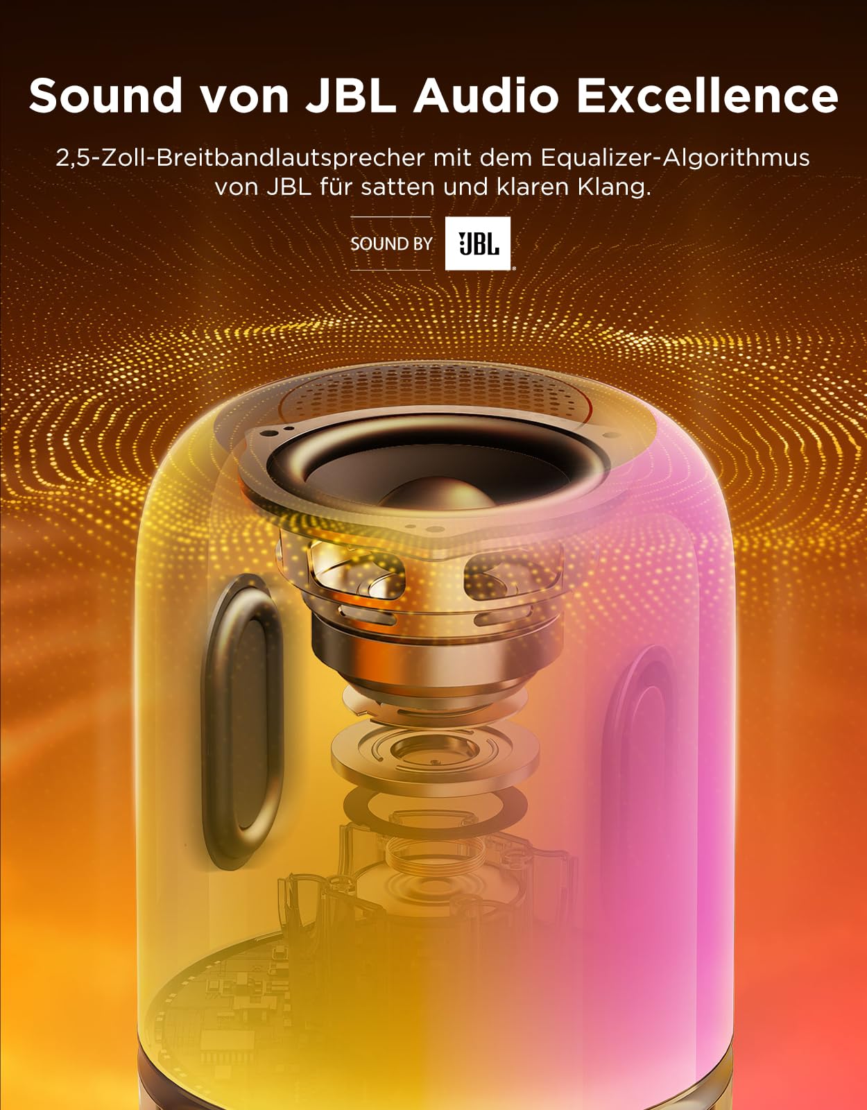 Govee Tischlampe 2 Pro x Sound von JBL, LED Tischlampe mit Lautsprecher | Musik-Licht-Sync,16 Musik,100+ Szenenmodi,Matter-kompatibel,Kompatibel mit Alexa/Matter-Sprachsteuerung,Tragbar und kabellos