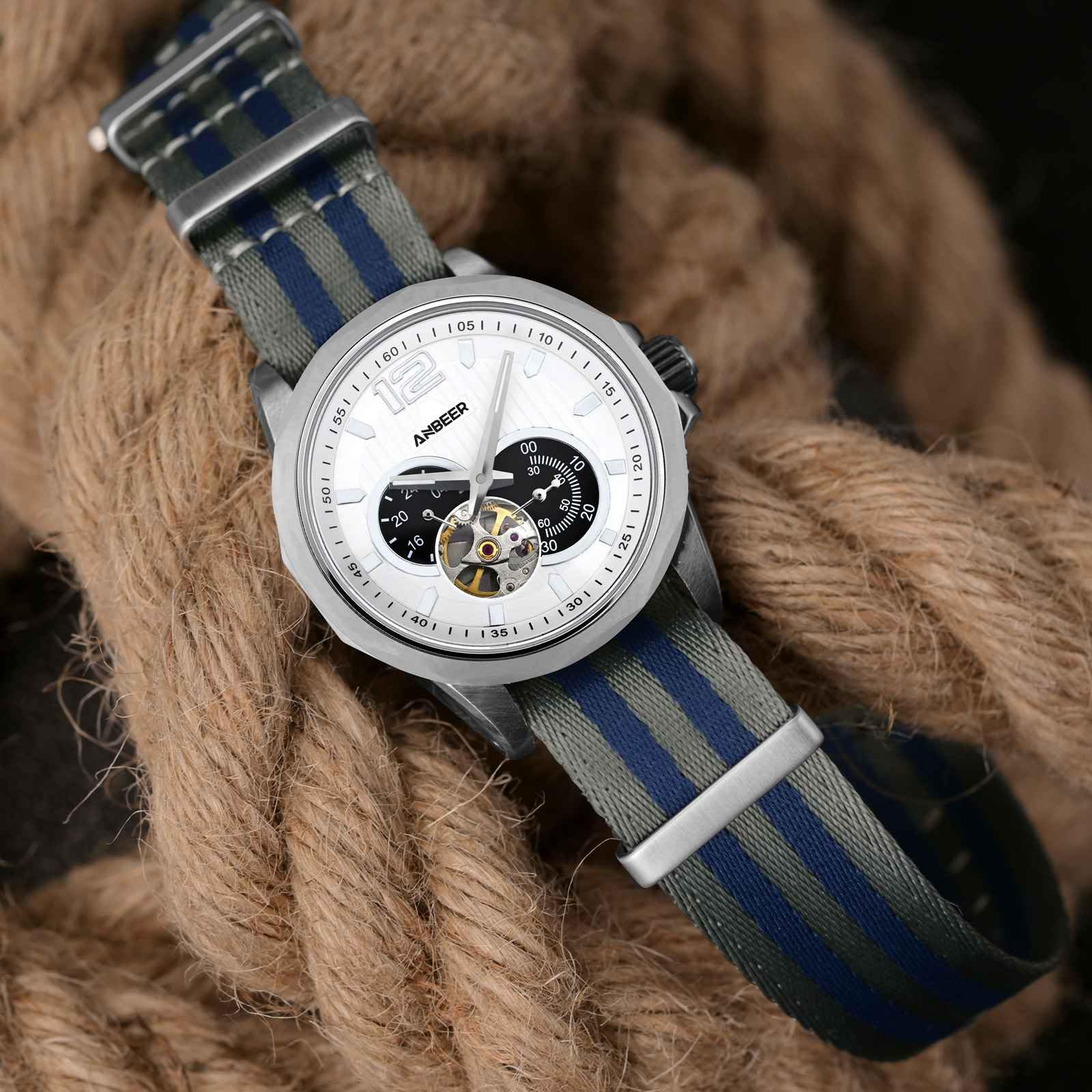 Anbeer Nylonowy pasek do zegarka 18 mm, 20 mm, 22 mm, wojskowy, nylonowy, zapasowy pasek do zegarka z klamrą ze stali nierdzewnej, dla mężczyzn i kobiet