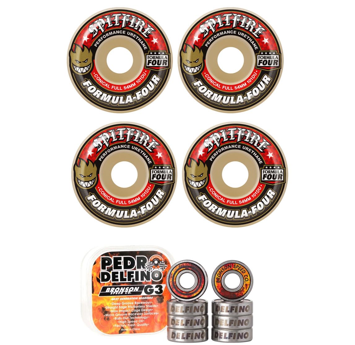 Amazon.com: Spitfire Skateboard Wheels 54mm 101A F4 Conical Full