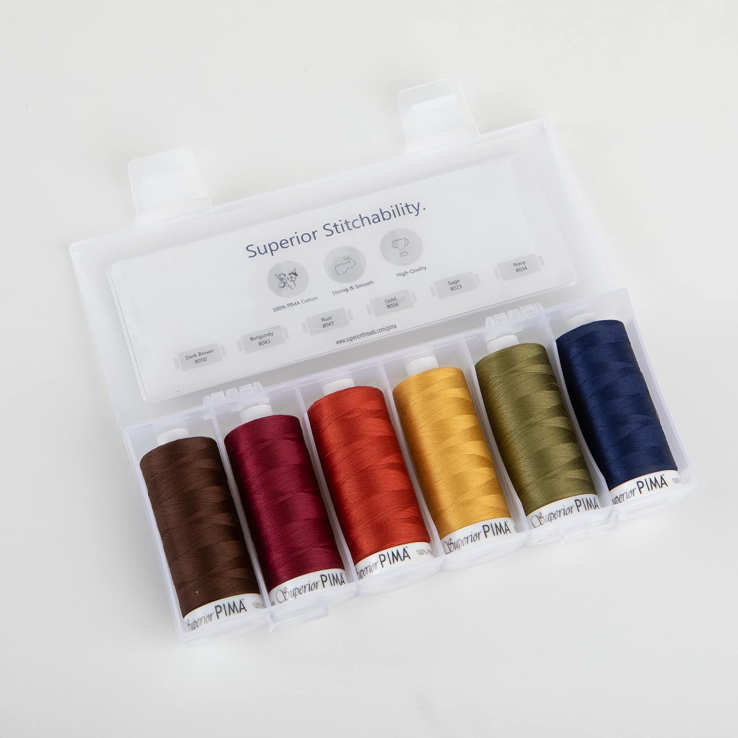 Superior Threads PIMA 50 wt Cotton Sewing Thread Set 1200 Yard Spool 6-Pack (Darks)