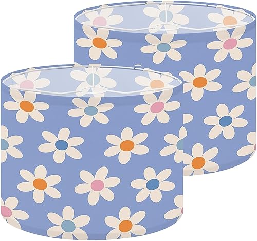 Miniatura 1 de Lamp Shades Set of 2 Floral 70s groovy daisy flowers Retro floral Style 60s 70s 80s Drum lampshades for Floor Lamps Table Lamps Pendant Light