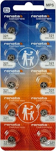 Renata 321 SR616SW Baterías 1.55 V Óxido de Plata 321 Batería de reloj (10 unidades)