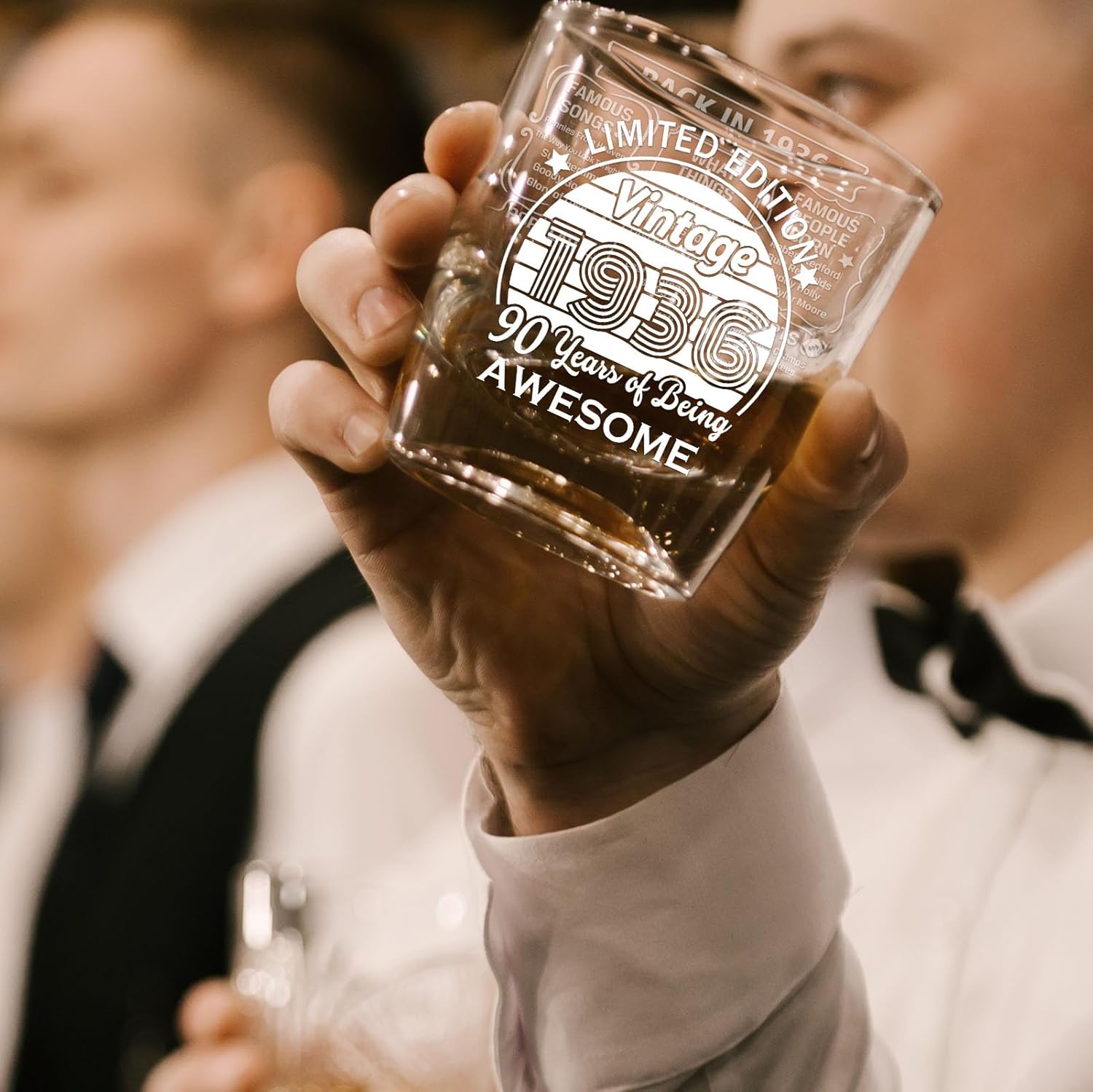 Old Fashioned Glasses-1936-Vintage 1936 old time information 10.25oz Whiskey Rocks Glass -90th Birthday Aged to Perfection - 90 years old gifts Bourbon Scotch Lowball Old Fashioned-1PCS - Image 5