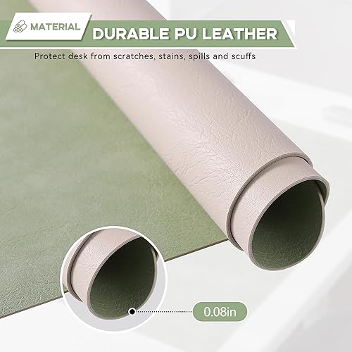 Miniatura 9 de Reniteco Alfombrilla de escritorio grande para juegos, impermeable, de piel sintética, para teclado y mouse, base de gamuza antideslizante,