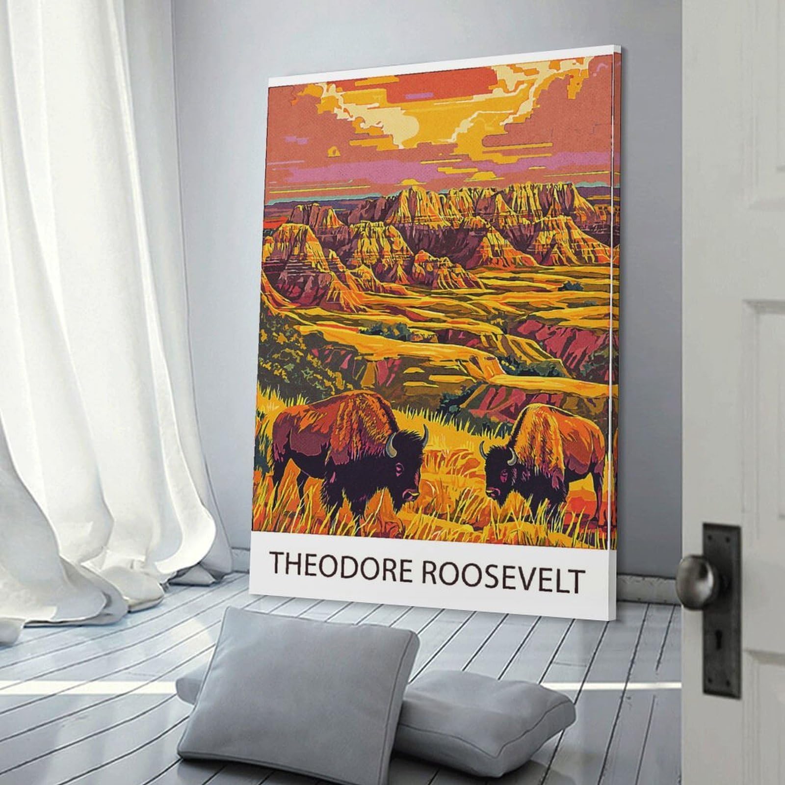 Junmoney Decorative Wall Artwork Theodore Roosevelt National Park, 08x12inch(20x30cm), for Living Room, Bedroom Or Apartment Walls, Decorative Artwork for Empty Walls