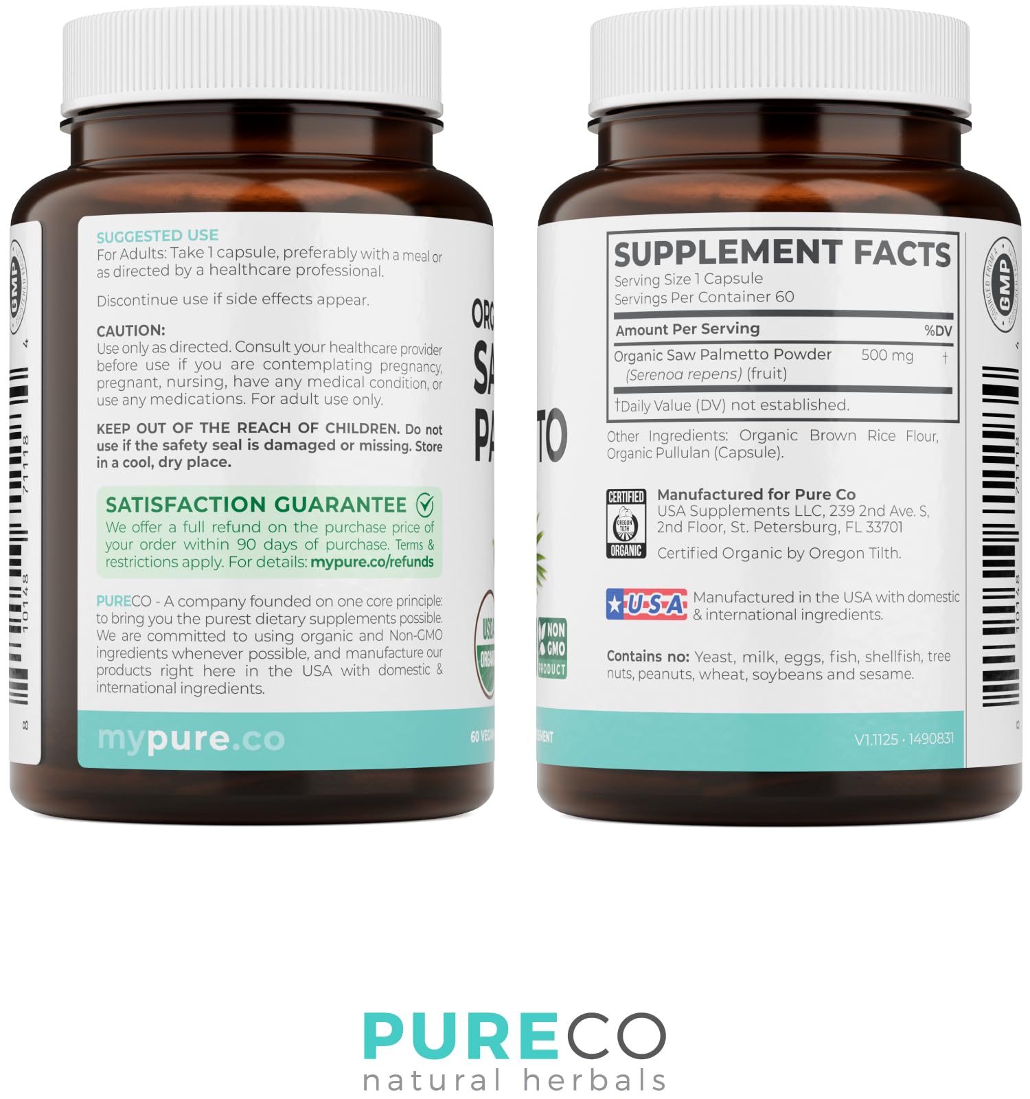 USDA Organic Saw Palmetto Supplement - Organic Saw Palmetto for Women & Men's Urinary Tract Prostate & DHT Blocker for Women - Whole Berries - Vegan Non-GMO & Lab Verified (2 Month Supply) — Amazon image 7