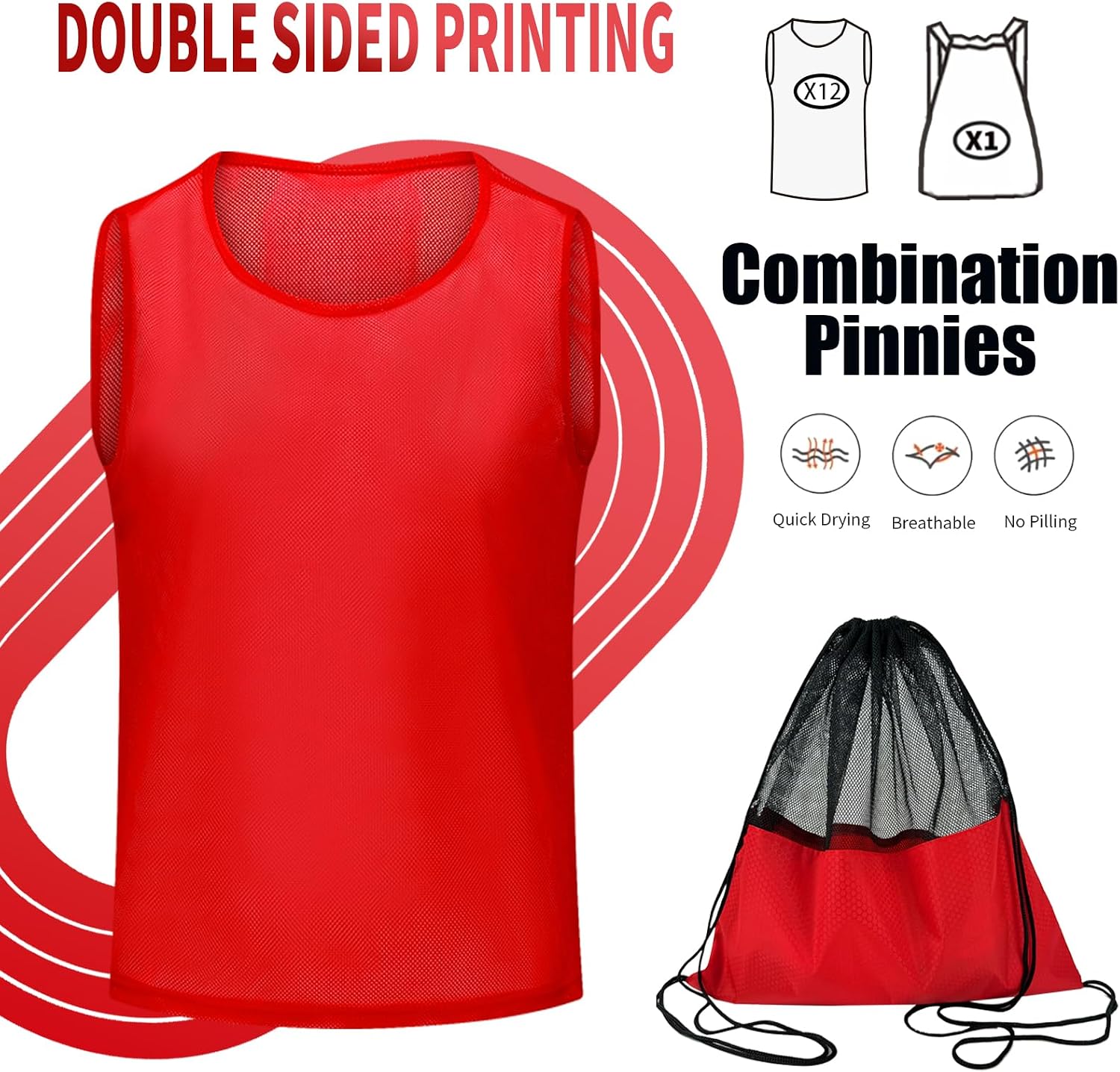 Soccer Pinnies Youth with Numbers Scrimmage Team Practice Vests Pennies Jerseys for Basketball Soccer Football Bibs