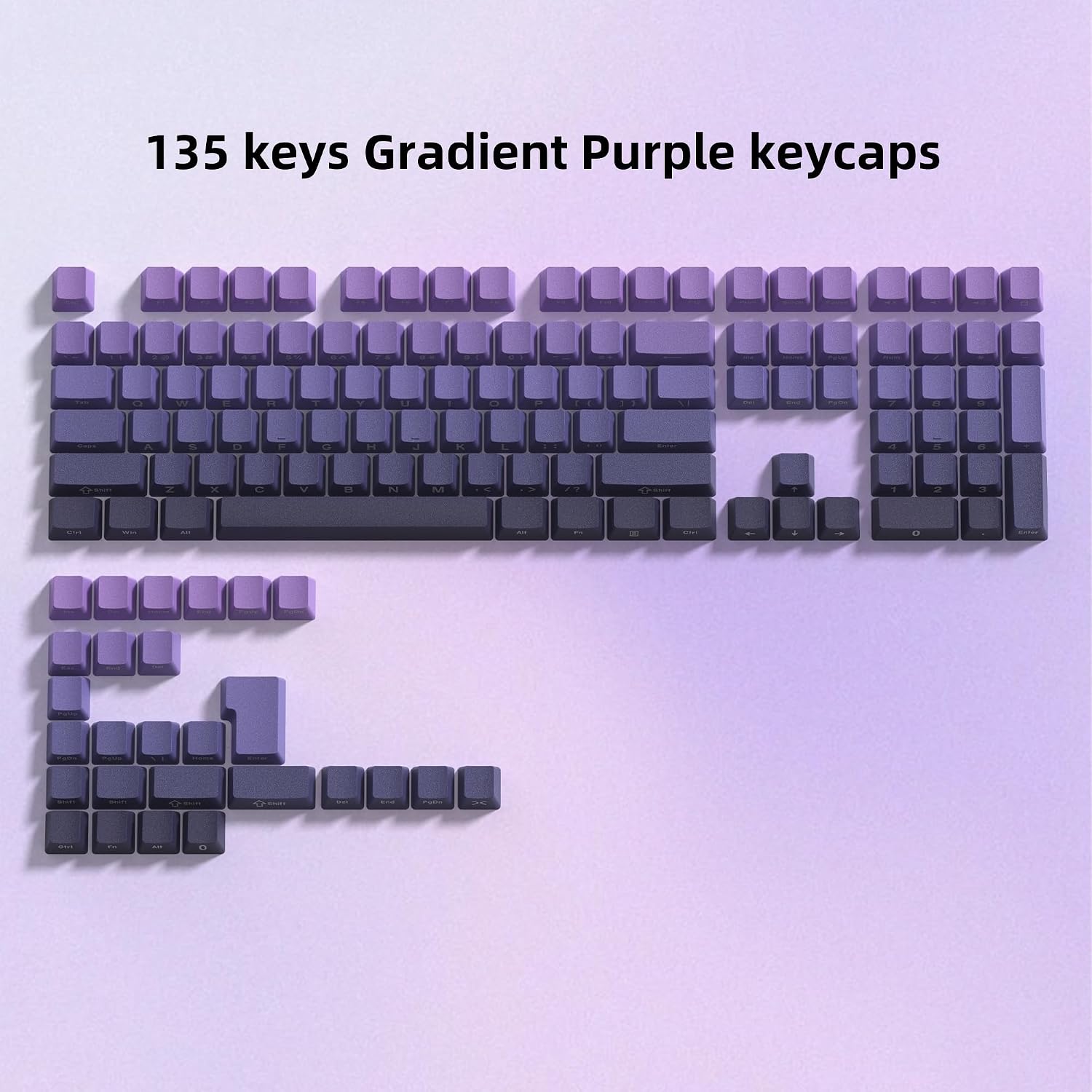dagaladoo Double Shot PBT keycaps Set,Shine Through keycaps 60% 75%,OEM Profile Keyboard keycaps,Gradient Purple,Side Printed keycap for Mechanical Gaming Keyboards（136key） thumbnail