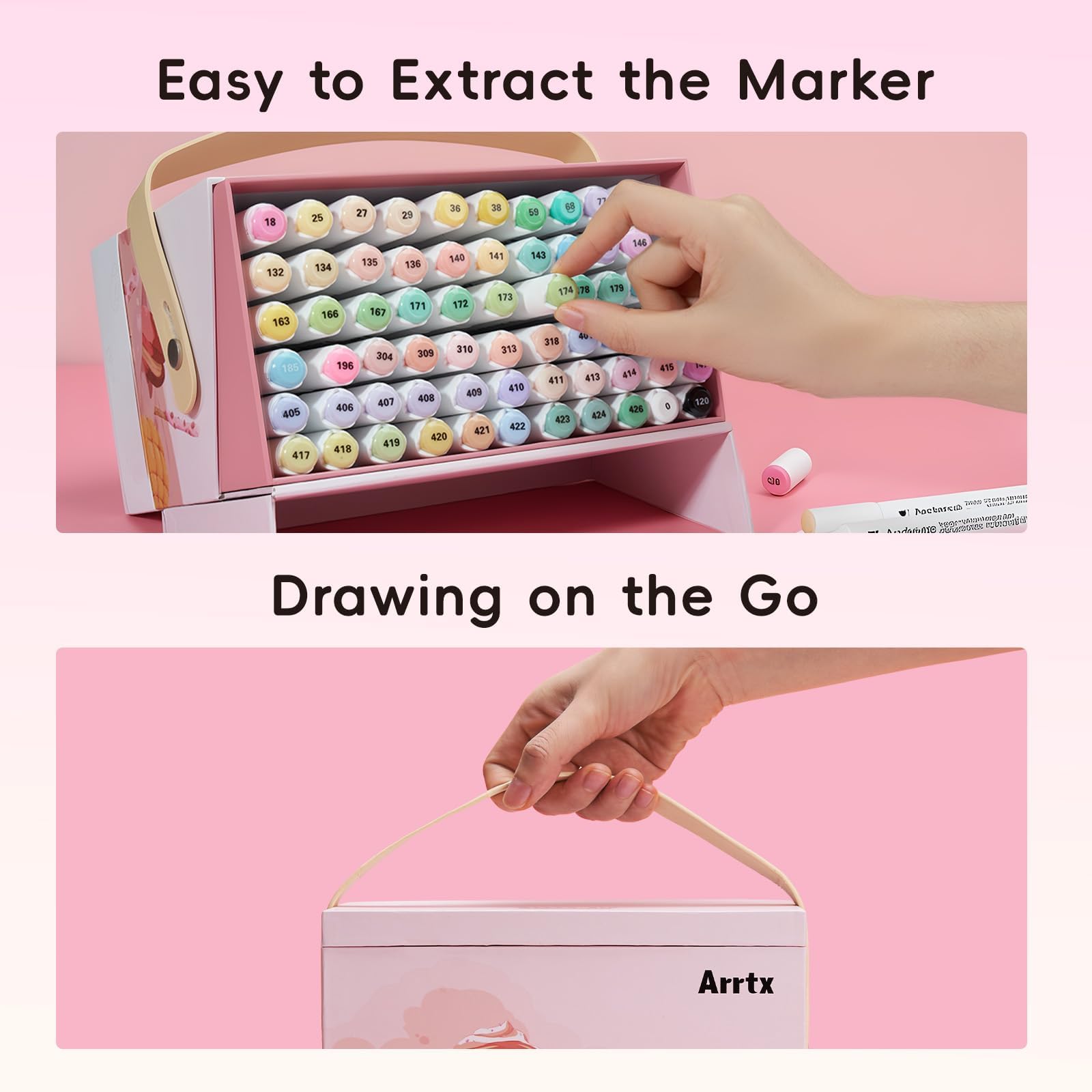 Arrtx Pennarelli ad alcol ALP 66 colori pastello, a scalpello e a punta fine, pennarelli artistici professionali per artisti adulti, colorare, disegnare, illustrazioni