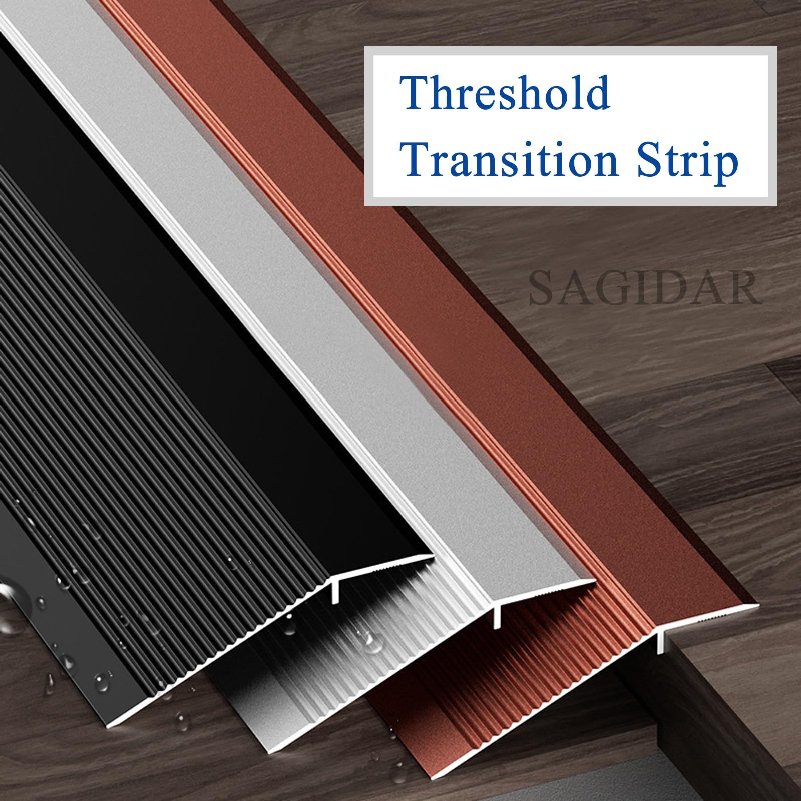 SAGIDAR Rail De Transition Plinthe De Compensation De Hauteur, Baguette Recouvrement en Aluminium, Rampe D'entrée pour Une Pente De Seuil De 1-3.5cm, Barre De Seuil pour Porte D'entrée/Balcon