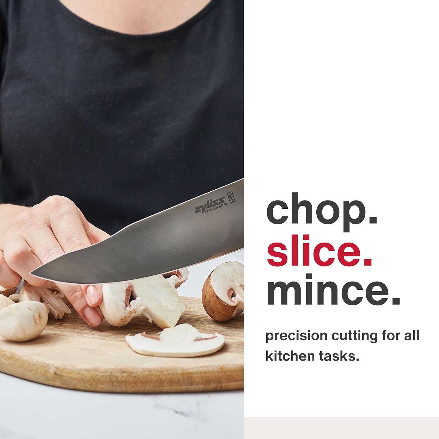 Zyliss Comfort Pro Chef's Knife - Ice Hardened Stainless Steel Kitchen Knife - Tarnish-Free and Rust-Resistant Kitchen Cutlery - Black/Stainless Steel - 8 inches