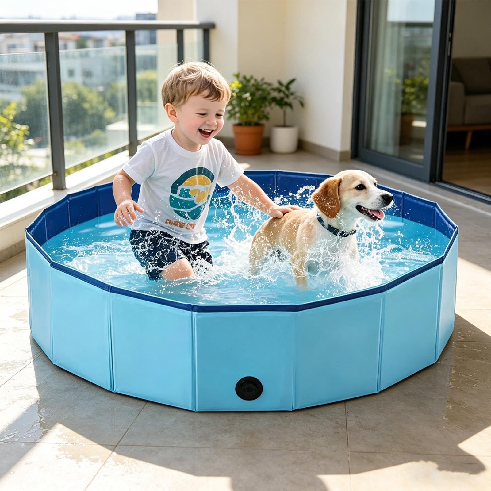 Piscina Pequeña Palangana de Baño Portátil Plegable Antideslizante 120 x 30 | Bañera Dura Para Mascotas para Interior y Exterior Hogar y Jardín Baño Niños Cachorros Gatos