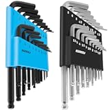 36-Piece Hex Key Allen Wrench Set with Ball End - SAE&sol;Metric Sizes and 2 Storage Cases &lpar;Blue&sol;Black&rpar;