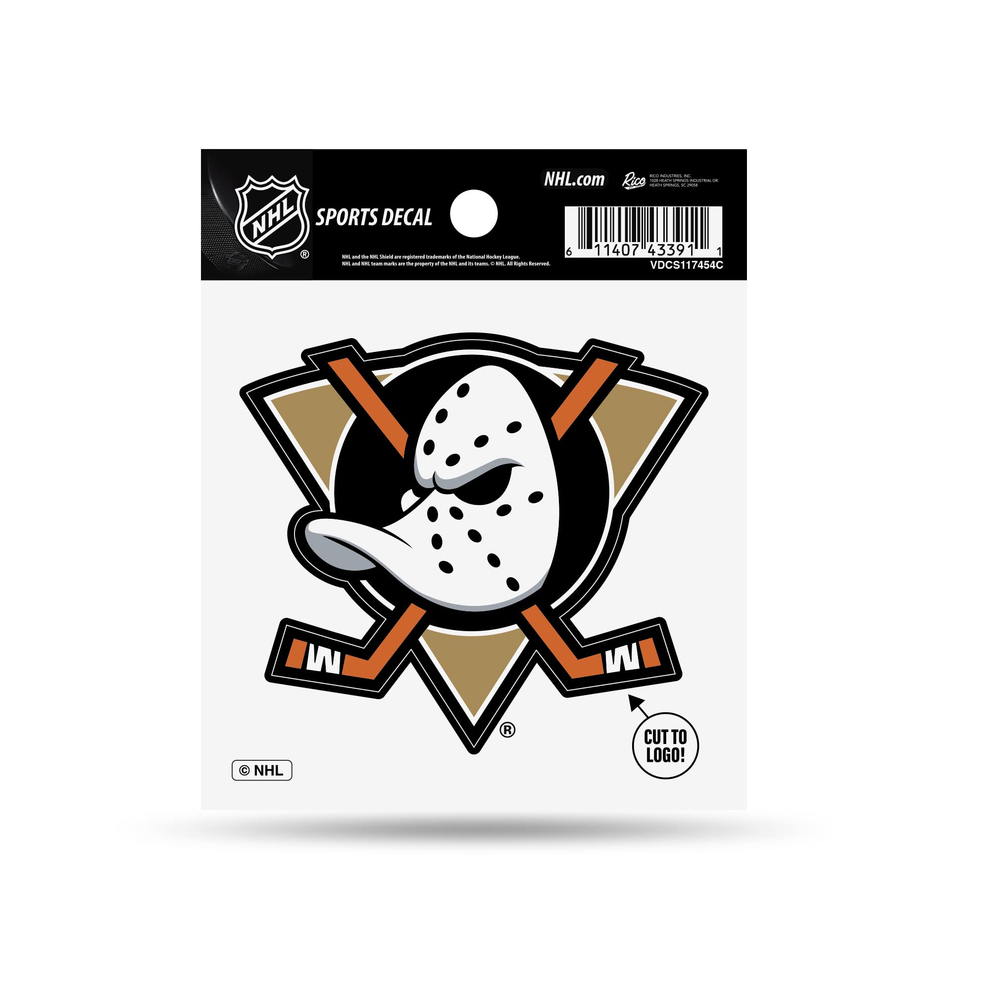Rico Industries NHL Hockey Anaheim Ducks Throwback Logo 4" x 4" Sports Decal