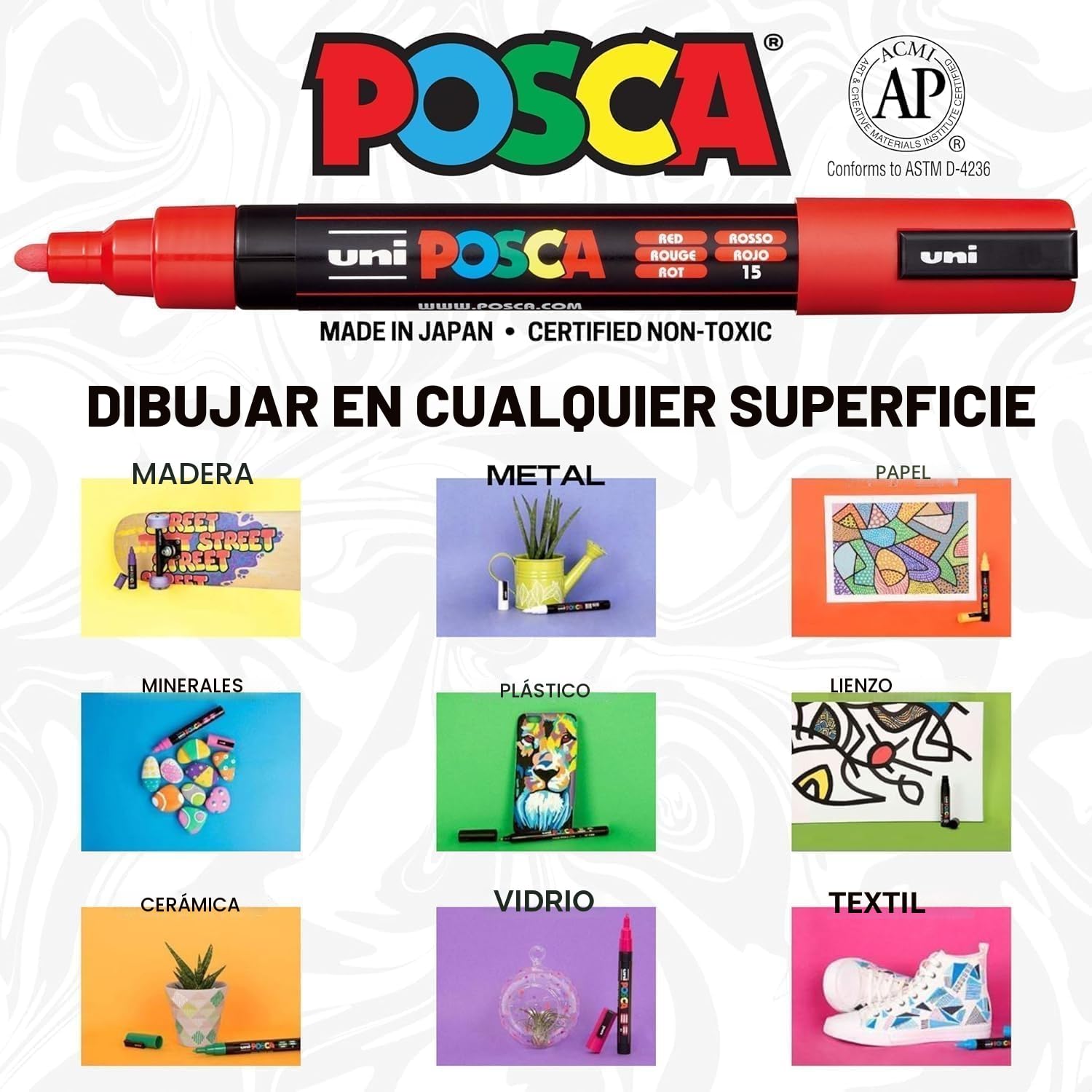 Posca Uni-Ball 186832 - Juego de 20 Rotuladores Acrílicos Pop Colours en Estuche, Punta PWE5M 1.8-2.5 mm