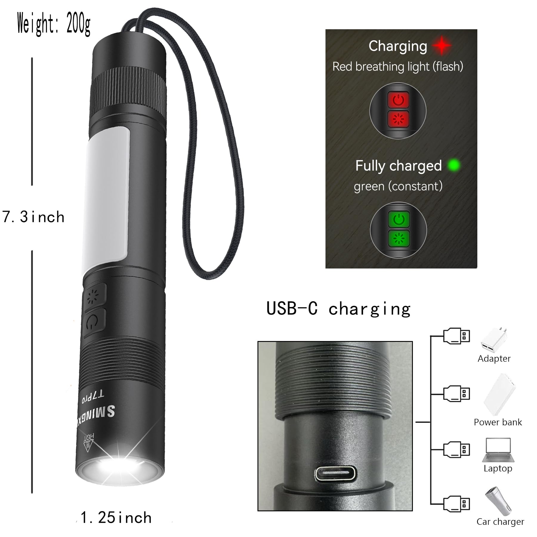 SMINGXI T7 Pro Rechargeable Flashlight 1500High Lumen,Magnetic LED - View #9