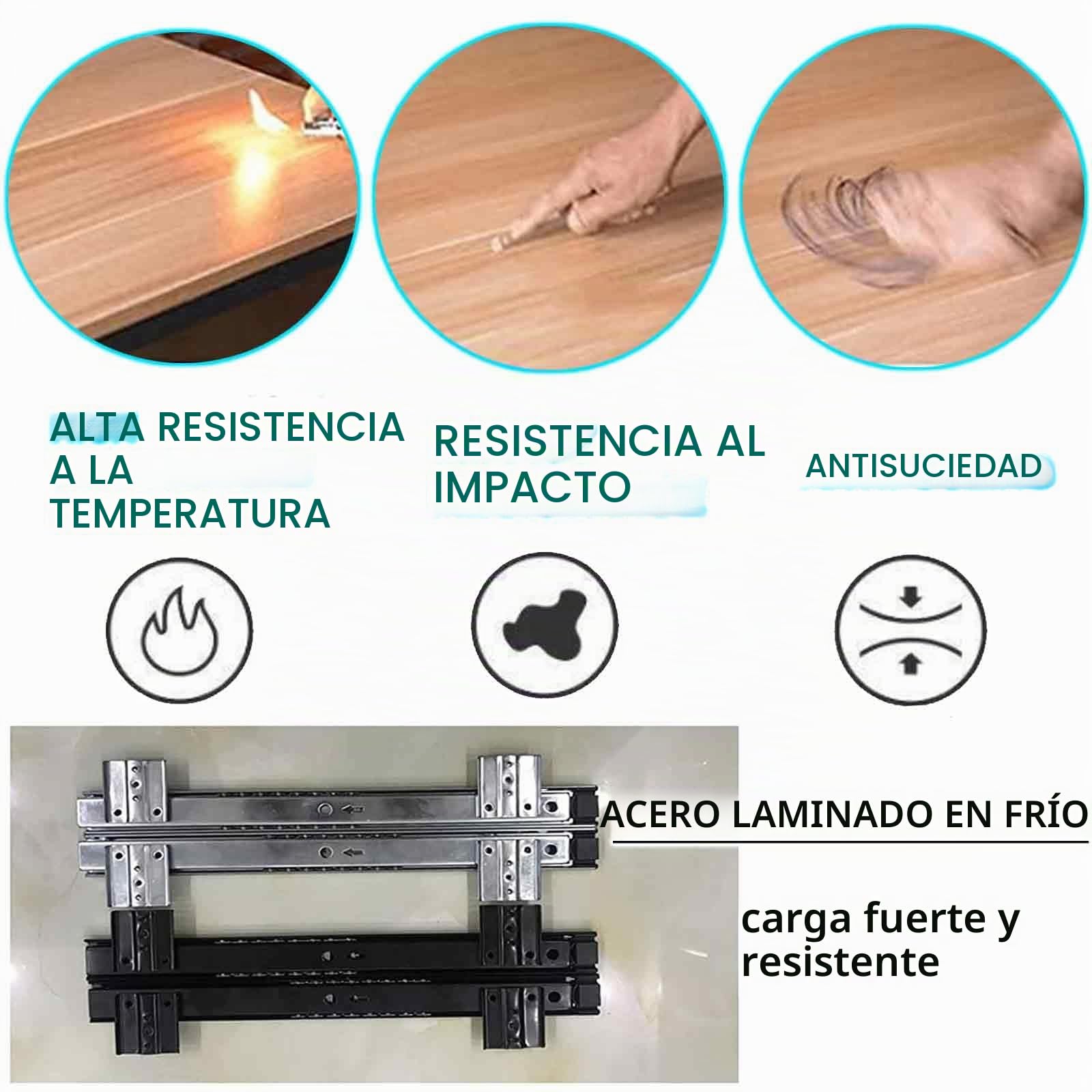 Soporte Teclado Ordenador Bajo Mesa Extraible, Bandeja Teclado Bajo Mesa Extraíble, Bandeja para Teclado, Madera, Longitud de Los Rieles 36 Cm, Largo 54/60 Cm