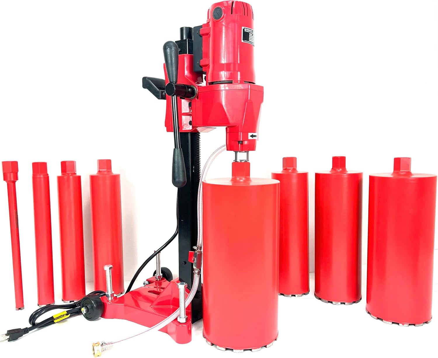 BLUEROCK 8Z1RB Core Drill with Rolling Base Stand & 1-8" Diamond Wet Bits for Concrete, Rebar, Asphalt