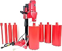 BLUEROCK 8Z1RB Core Drill with Rolling Base Stand & 1-8" Diamond Wet Bits for Concrete, Rebar, Asphalt