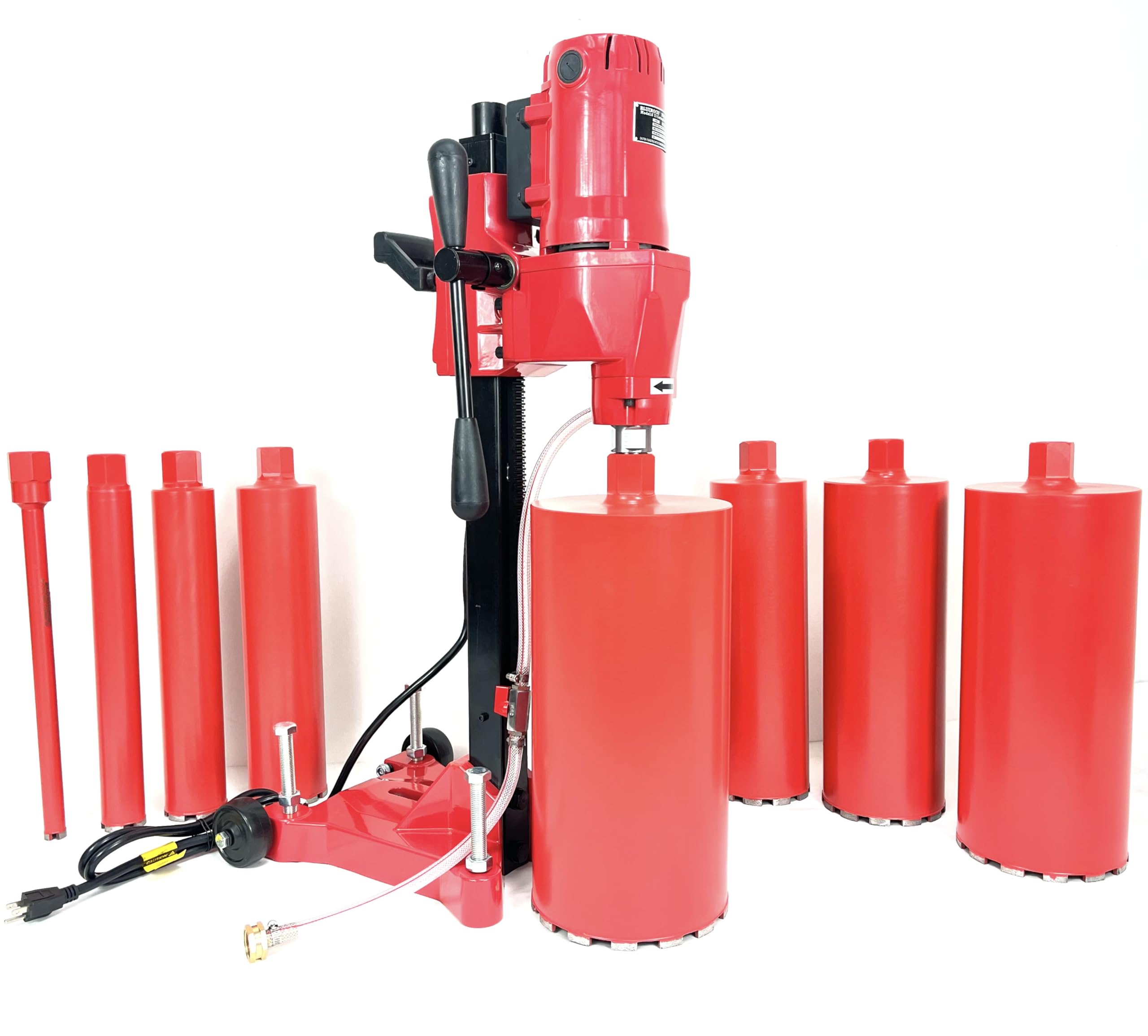 BLUEROCK PACKAGE DEAL 8Z1RB Core Drill with Rolling Base Stand + 1" - 8" Diamond WET Coring Bit Set for CONCRETE REBAR ASPHALT BRICK
