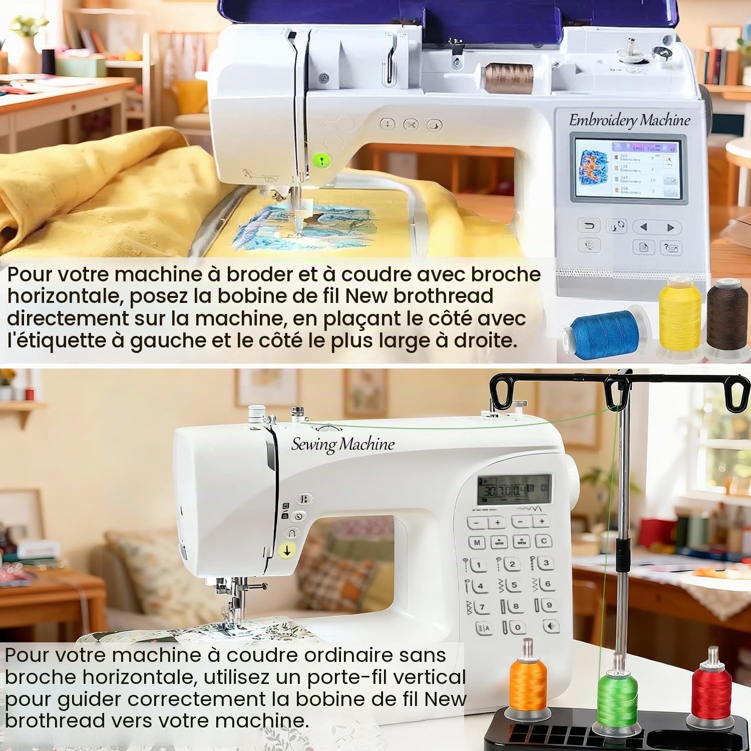 New brothread 80 Bobines Janome Couleurs Polyester Fil Machine à Broder 500M - Assortiment de Nouvelles Couleurs