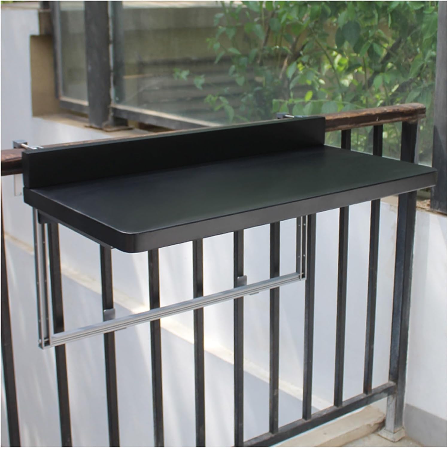 Adjustable Height Folding Balcony Railing Bar - Multi-Functional Black Rail for Patios, Gardens & Terraces - 80x39cm Outdoor Hanging Solution