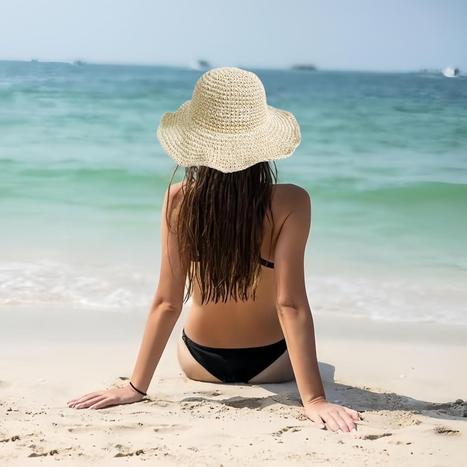 Floppy Big Beach Straw Hats for Women Foldable Summer Wide Brim Packable Sun Hat Womens Travel Straw Fedora Hat - Image 4