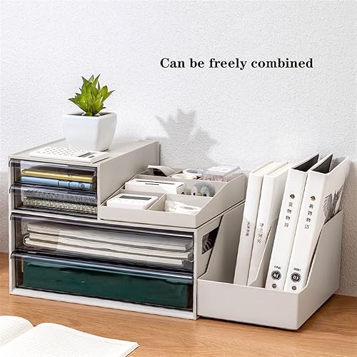 Miniatura 7 de KIZQYN Estante de archivos apilable organizador de escritorio 5 niveles con cajones para oficina escuela dormitorio sala de actividades organizador