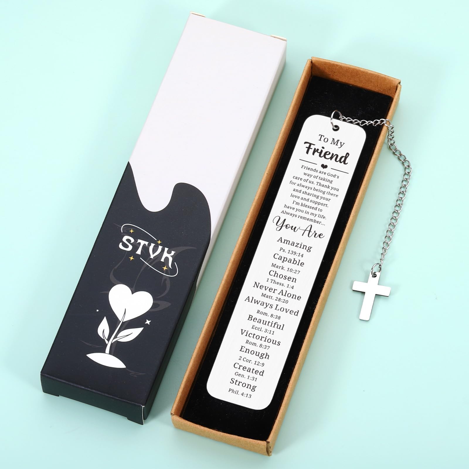 Regali cristiani per donne e amiche, regalo di amicizia per donne, calza per ragazze, segnalibri cristiani per i suoi migliori amici Segnalibro con versi biblici regalo di San Valentino per la