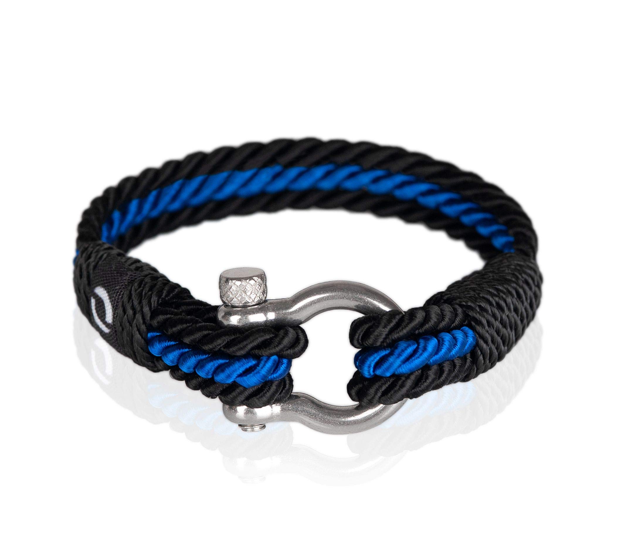 Mens Paracord Bracelet | Unique, Beautiful Twisted Rope Bracelets | Elegant Shackle Clasp, Handcrafted Nautical Theme | Blue Colour S-4-6.5