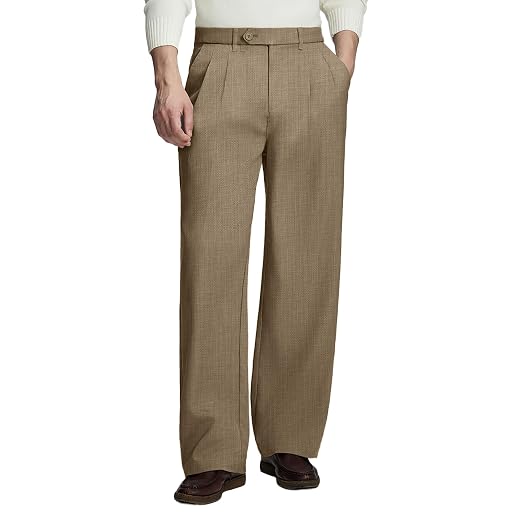 Susclude Calça social masculina casual, plissada, folgada, vintage, folgada, justa, para trabalho, escritório