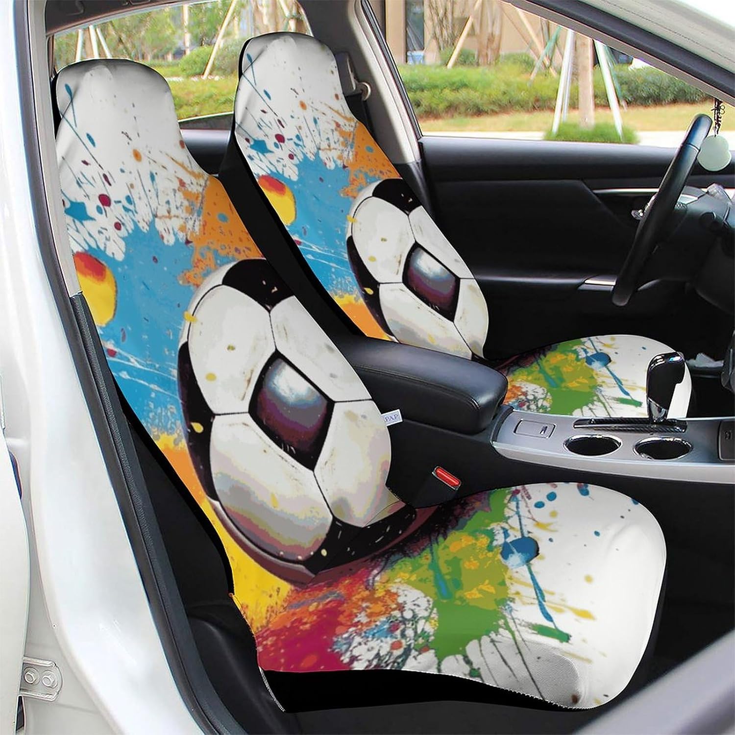 Car Seat Protectors Sport Football Printed Car Seat Cover Waterproof Easy to Install for Most Cars Babies and Pets